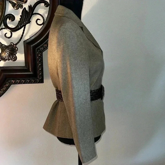 Le Suit Women’s Tan Tweed Blazer Jacket Size 6P - Picture 5 of 16